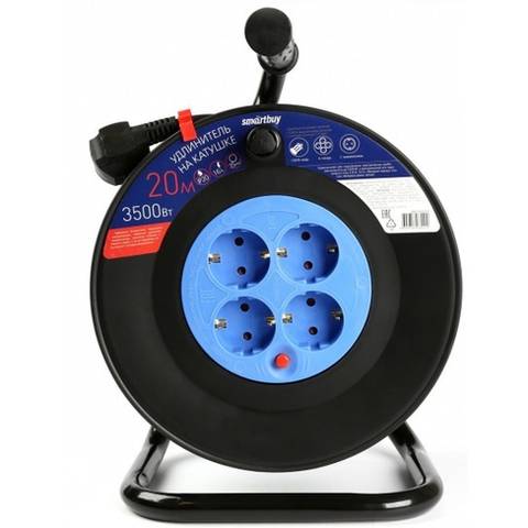 Удлинитель на катушке 4 гнезда 20м, с заземлением и предохранителем ПВС 3*1,5 16А/3,5кВт Удлинитель на катушке 4 гнезда 20м, с заземлением и предохранителем ПВС 3*1,5 16А/3,5кВт
