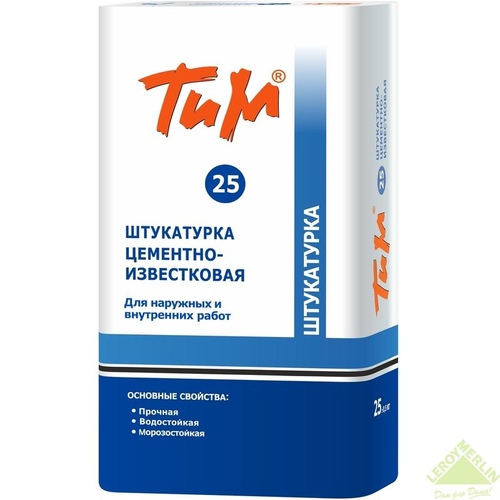 Штукатурка ТИМ №25 25кг цементная для нар. и вн. работ