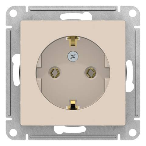 Розетка ATLAS 1-я c/з 16A бежевый ATN000243