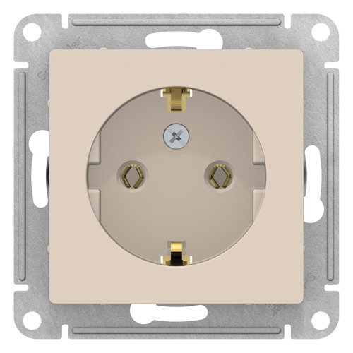 Розетка ATLAS 1-я c/з 16A бежевый ATN000243