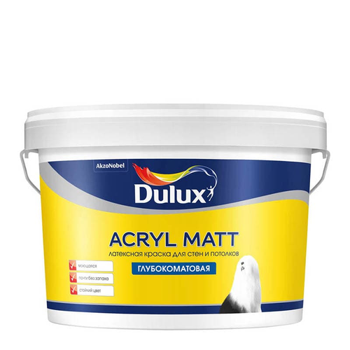 Краска ВД Dulux Acril Matt для стен и потолков BW 9л (13.2кг)