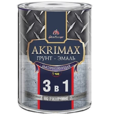 Грунт-эмаль 3в1 глянец. AKRIMAX Черная 1,7кг