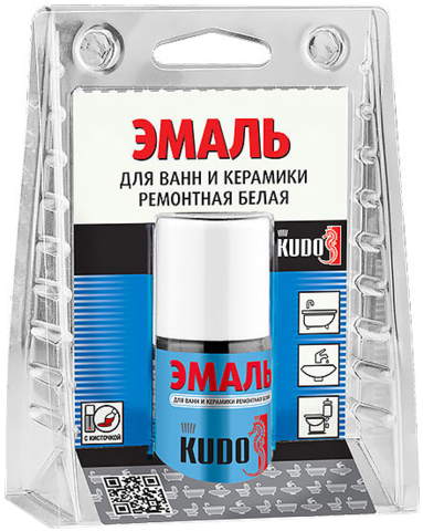 Эмаль KUDO 15мл для ванн бел. с кисточ KU-7К1301
