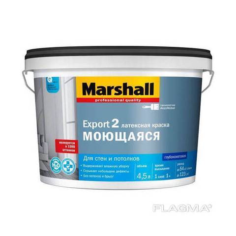 Краска ВД Marshall Exsport-2 для стен и потолков глубокомат. 4.5л BW