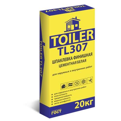 Шпатлевка TOILER TL307 Фасадная Белая 20 кг