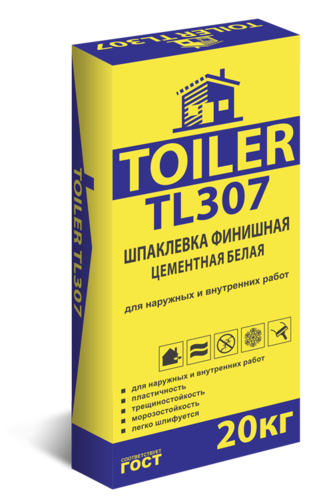 Шпатлевка TOILER TL307 Фасадная Белая 20 кг