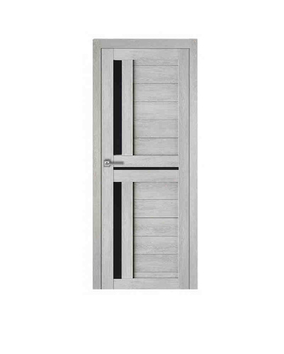 Дверь межкомнатная Экошпон Серый №01 800 черные стекла