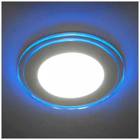 Светильник LED 6w 4000К круг с синей подсветкой