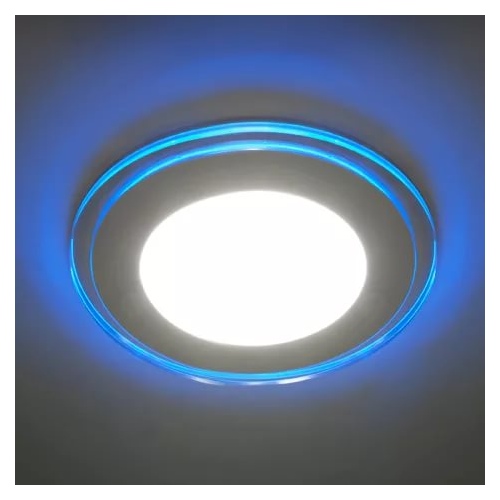 Светильник LED 6w 4000К круг с синей подсветкой