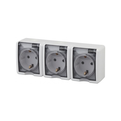 Розетка Эра Эксперт 3-я белая с/з 11-2405-01 IP54