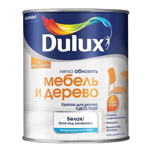 Краска ВД Dulux Мебель и Дерево BW 0,75л