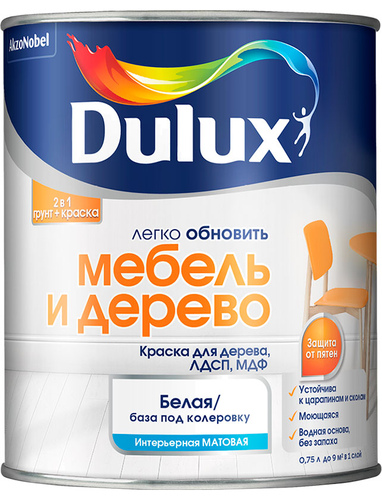 Краска ВД Dulux Мебель и Дерево BC 0,75л