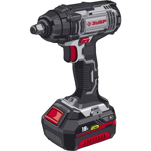 Гайковерт ударный в кейсе ЗУБР ГУЛ-251 К (1 АКБ)