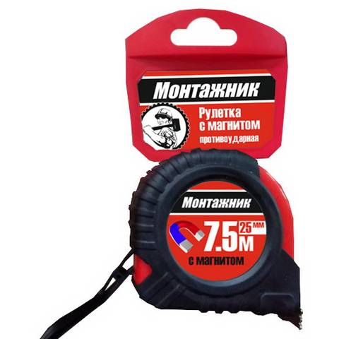 Рулетка с автостопом и магнитом 5м-19мм "Монтажник" 602519