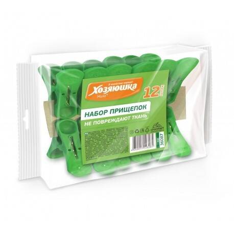 Прищепки для белья пластиковые 12шт "Хозяюшка МИЛА"