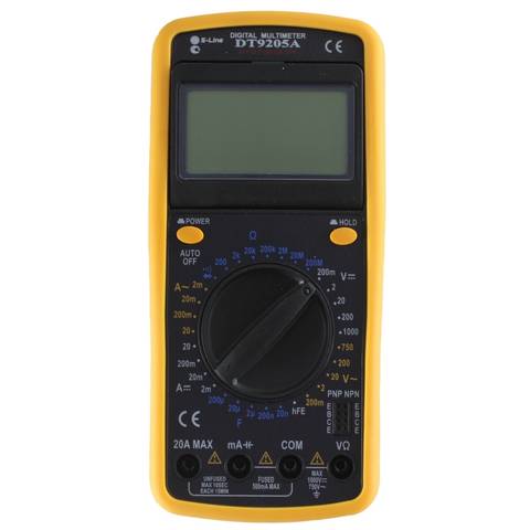 Мультиметр DT9201A, противоуд., многофункц., в компл: щупы, крона, Smartbuy