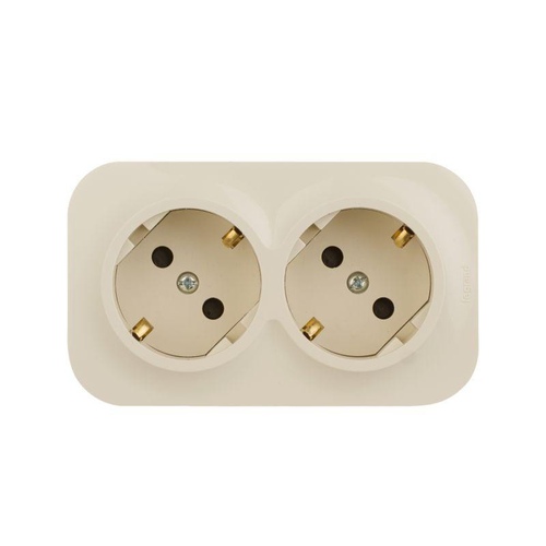 Розетка Legrand 782263 с/з 2я сл. кость.(Quteo)