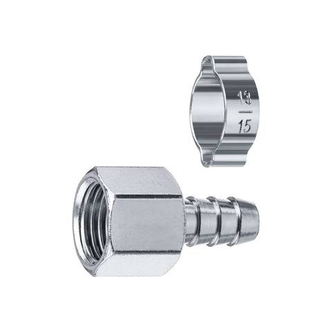 Переходник с хомутом 3/8" F штуцер елочка ф10 мм - Зубр 64923-3/8-10