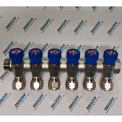 Коллектор вентильный Zegor QS-1662 6 выходов - 3/4" HB 1/2 х 16