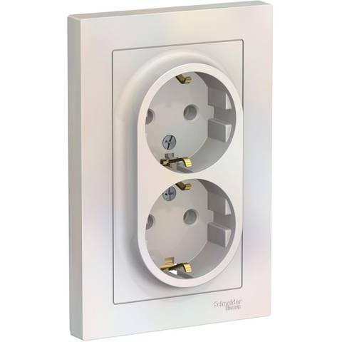 Розетка ATLAS 2-я c/з 16A жемчуг ATN000424