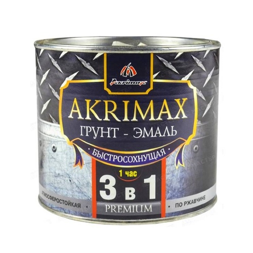 Грунт-эмаль 3в1 мат. AKRIMAX Серая 1,7кг