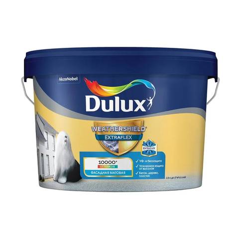 Краска ВД Dulux фасадная Везершильд BW 2,5л матовая