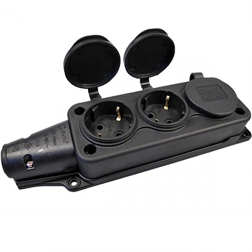 Колодка 3-я каучук 2P+PE 1x16A 220-240V IP54 черн. 4103