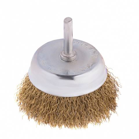 Щетка для дрели 50*6мм.Чаша со шпилькой, латунир.волн.пров.81486 MaxiTool